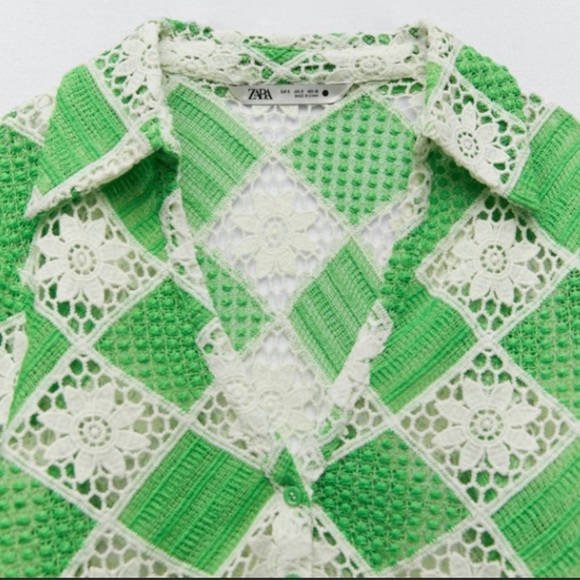 Zara green and off white crochet top - Picture 4 of 6
